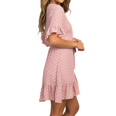 Aachoae 2023 Summer Dress with Short Sleeves, V-Neck, and A-line Silhouette Pink Beachwear Australia