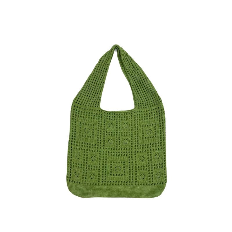 Elegant Knitted Shoulder Handbags in Solid Colours Grass Green Beachwear Australia