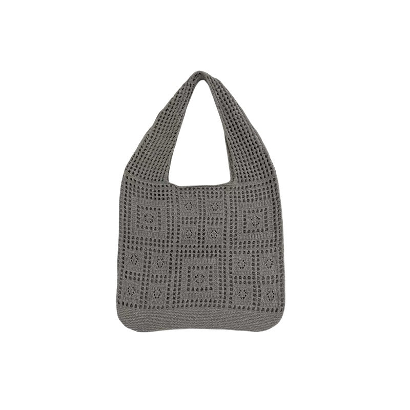 Elegant Knitted Shoulder Handbags in Solid Colours Grey Beachwear Australia