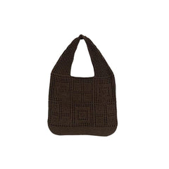 Elegant Knitted Shoulder Handbags in Solid Colours Dark Brown Beachwear Australia
