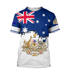 Aussie Vibes: Men's 3D Flag Print O-Neck Tee – Wear Your Patriotism in Style! N1T2023ADLY010 Beachwear Australia