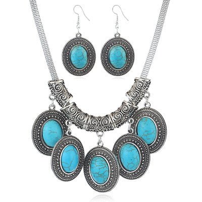Boho Turquoise Necklace and Earrings Set with a Vintage Twist Black Beachwear Australia