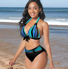 Bowtiful Striped 2-Piece Bikini Delight Blue Beachwear Australia