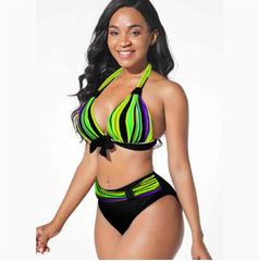 Bowtiful Striped 2-Piece Bikini Delight Green Beachwear Australia