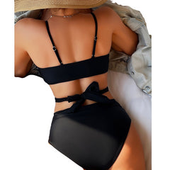 Chic & Flattering High Waisted Bikini Set Black Beachwear Australia