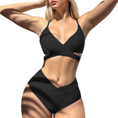 Chic & Flattering High Waisted Bikini Set Black Beachwear Australia