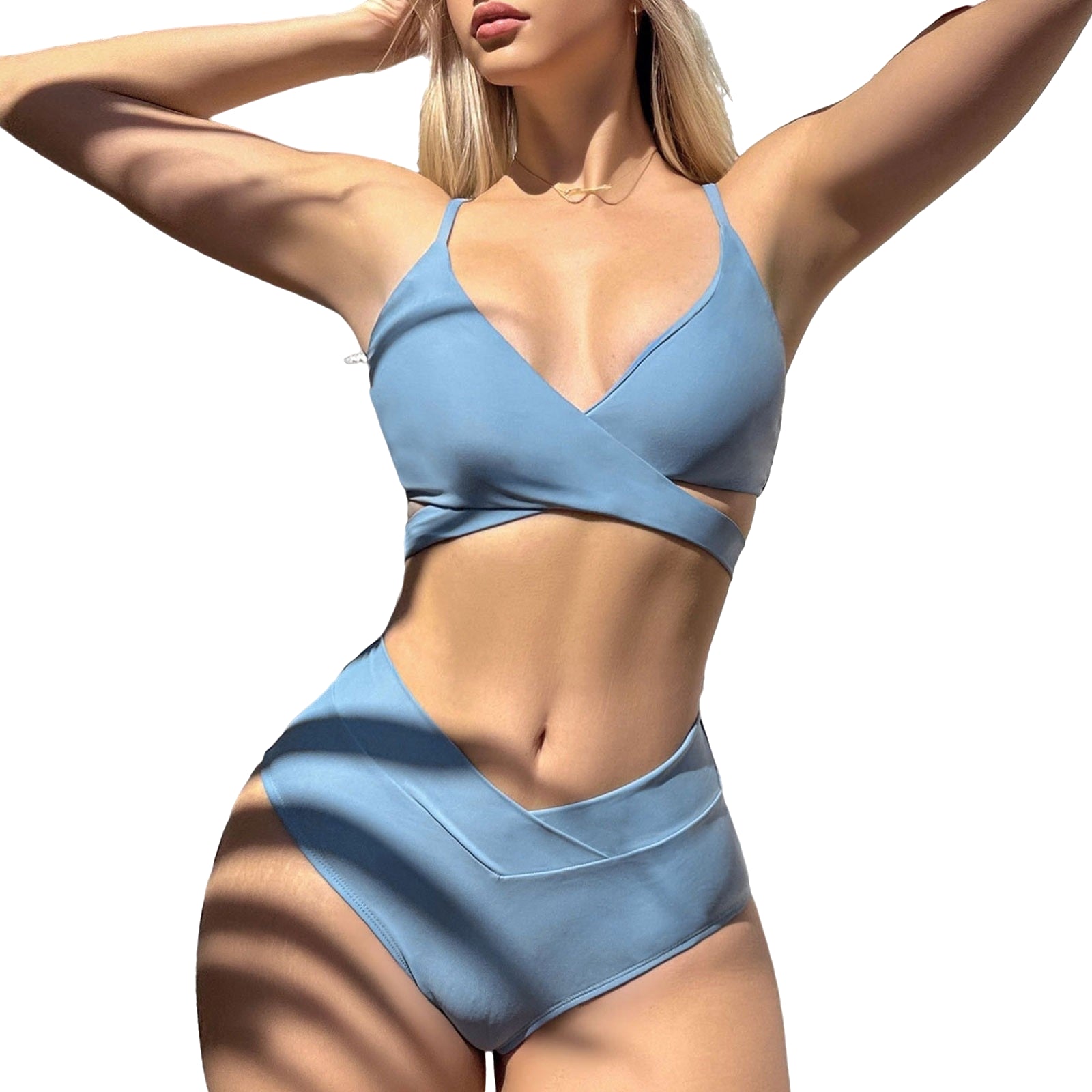 Chic & Flattering High Waisted Bikini Set Sky Blue Beachwear Australia