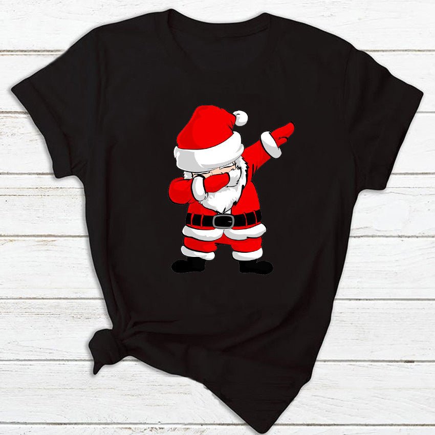 Christmas Print Short-Sleeved T-shirt For Women LT1169 black Beachwear Australia