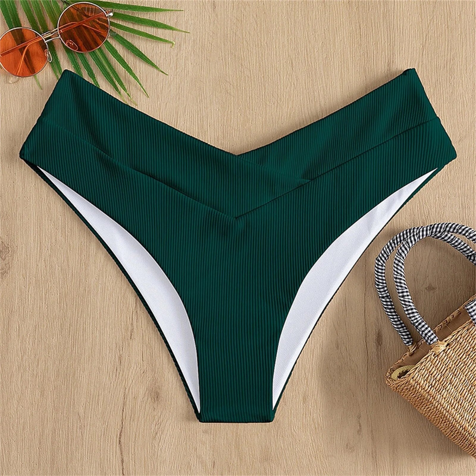 Coastal Mid-Rise Bikini Bottoms Army Green Beachwear Australia