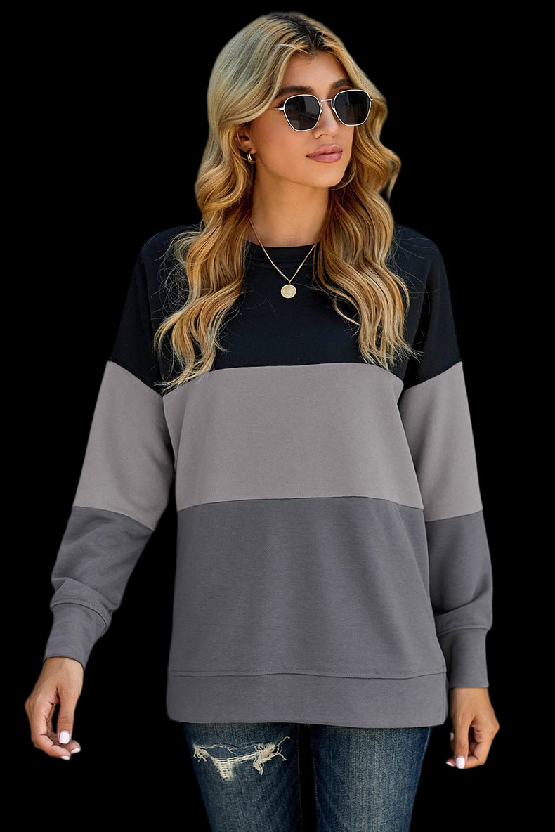 Long-Sleeved Round Neck Hoodless Sweater Black Beachwear Australia