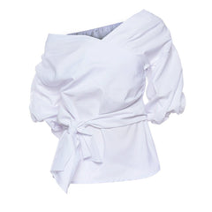 Cross waist Lace Blouse for women White Beachwear Australia