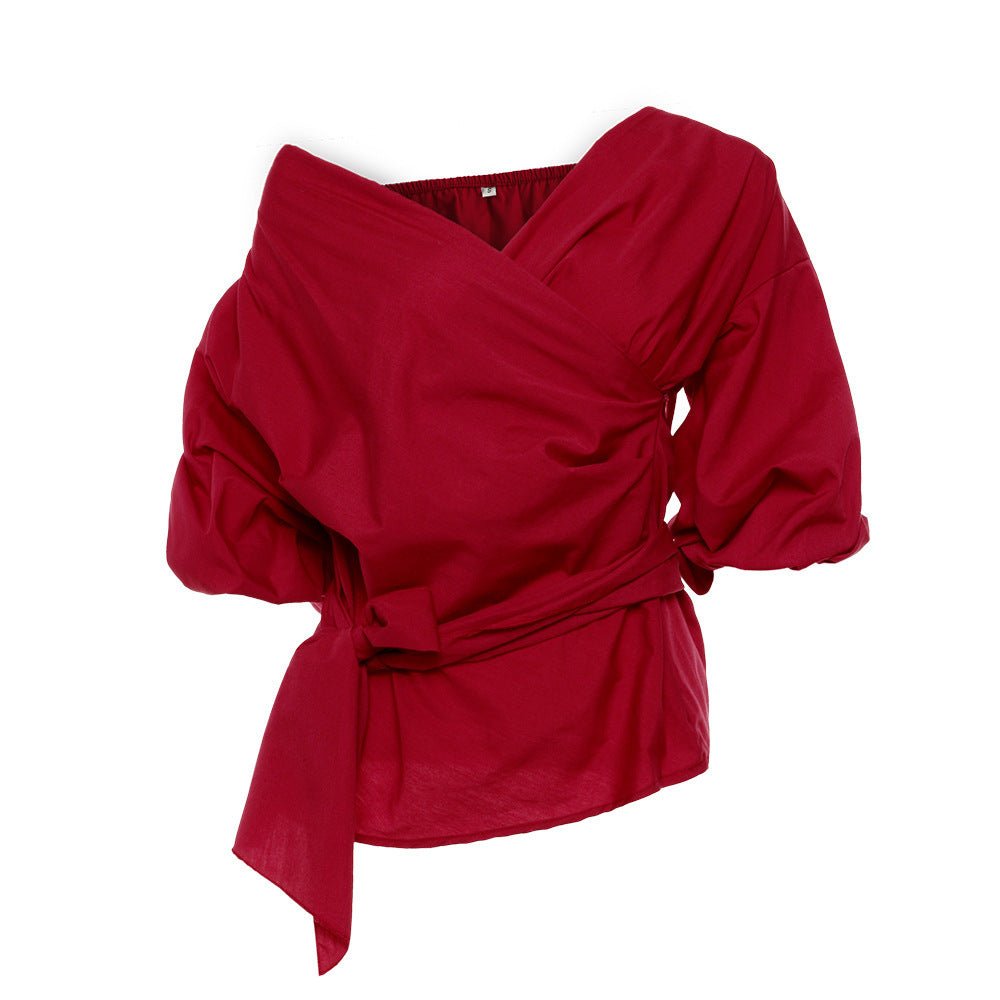 Cross waist Lace Blouse for women Wine red Beachwear Australia