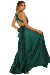 Elegance Unveiled: Open-Back High Waist Evening Gown Green Beachwear Australia