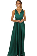 Elegance Unveiled: Open-Back High Waist Evening Gown Green Beachwear Australia