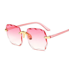 Elegant Chic: Rimless Gradient Square Sunglasses Double Pink Beachwear Australia