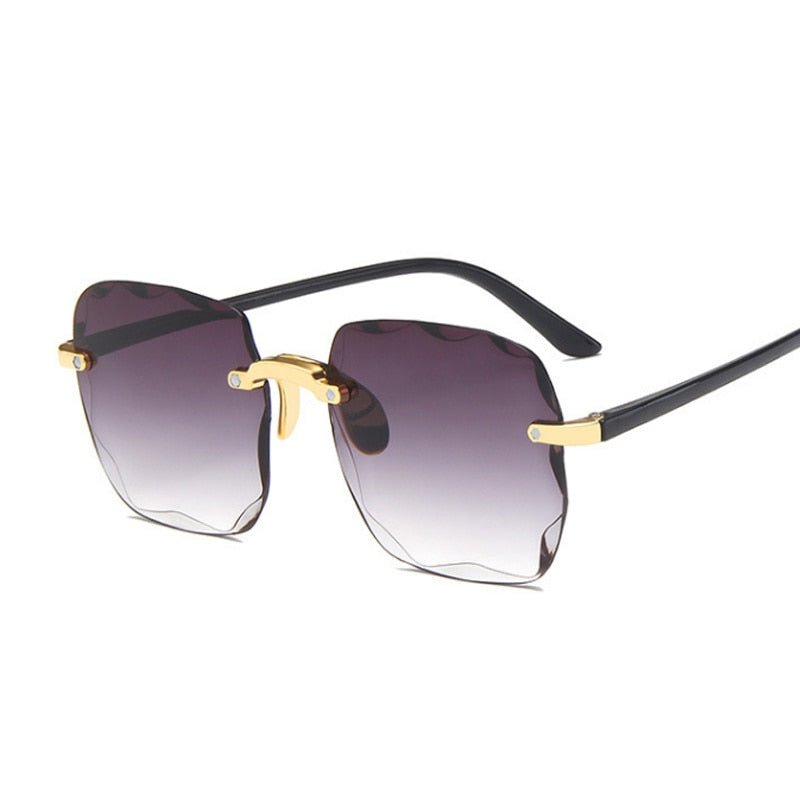 Elegant Chic: Rimless Gradient Square Sunglasses Double Gray Beachwear Australia
