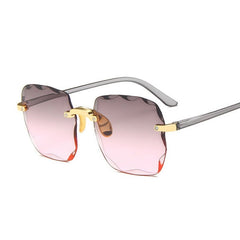 Elegant Chic: Rimless Gradient Square Sunglasses Gray Pink Beachwear Australia