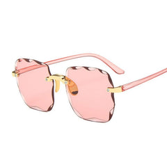 Elegant Chic: Rimless Gradient Square Sunglasses Pink Beachwear Australia