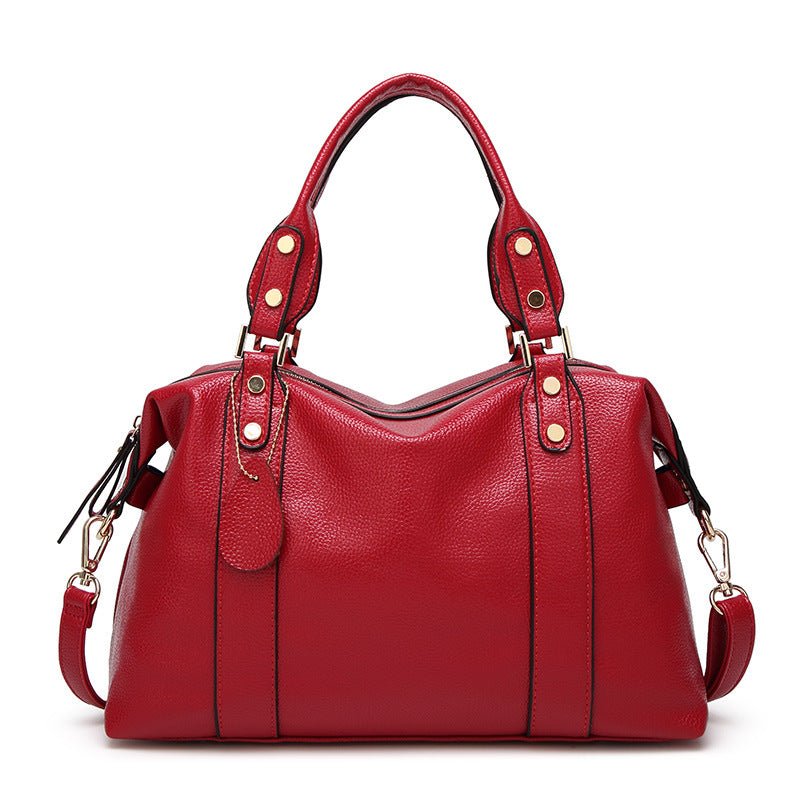 Stylish Lychee Pattern PU Leather Handbag Red Beachwear Australia