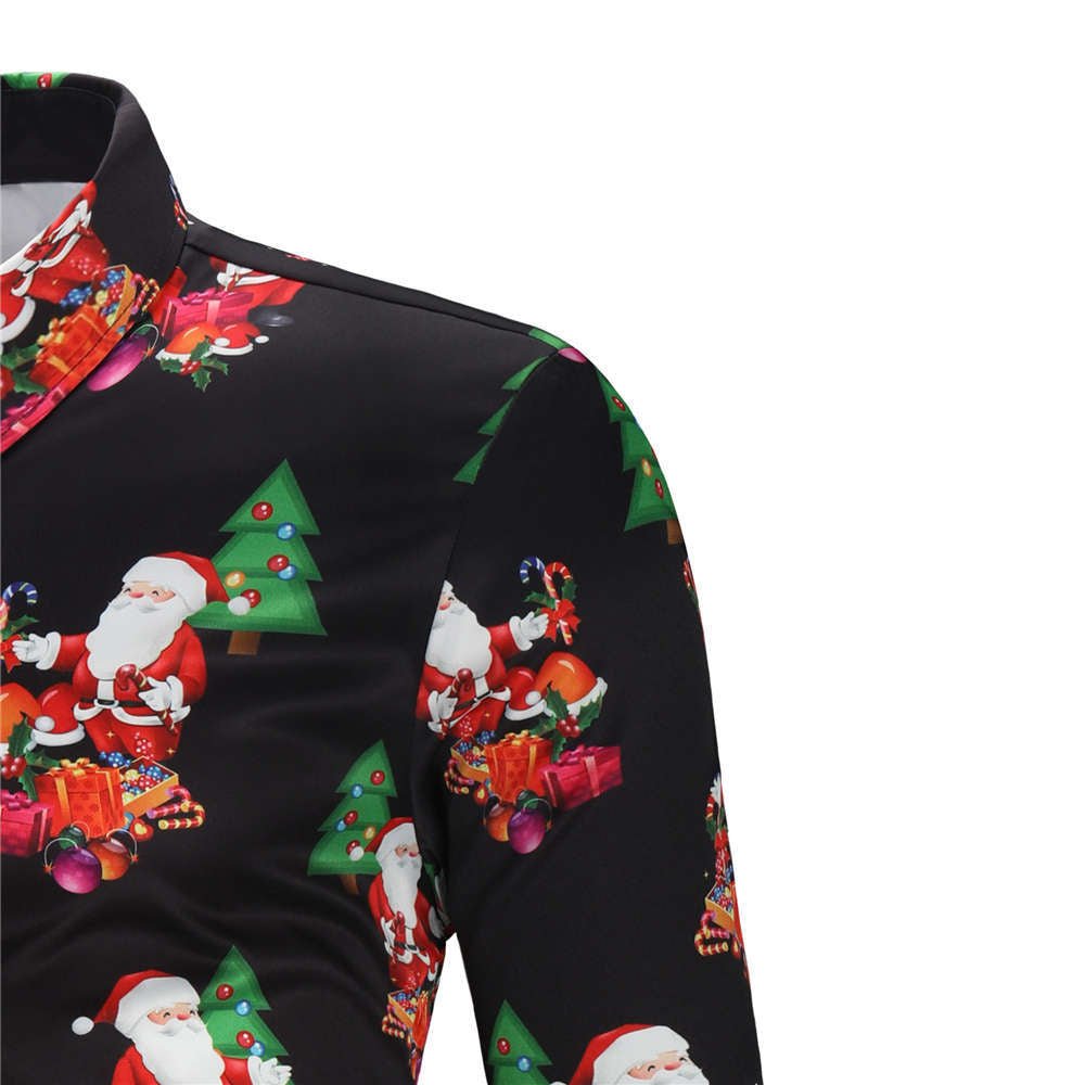 Festive Holiday-Ready Men's Christmas Shirt Black Beachwear Australia