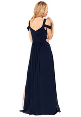 Goddess Grace: Floor-Length Chiffon Pleated Dress Blue Beachwear Australia