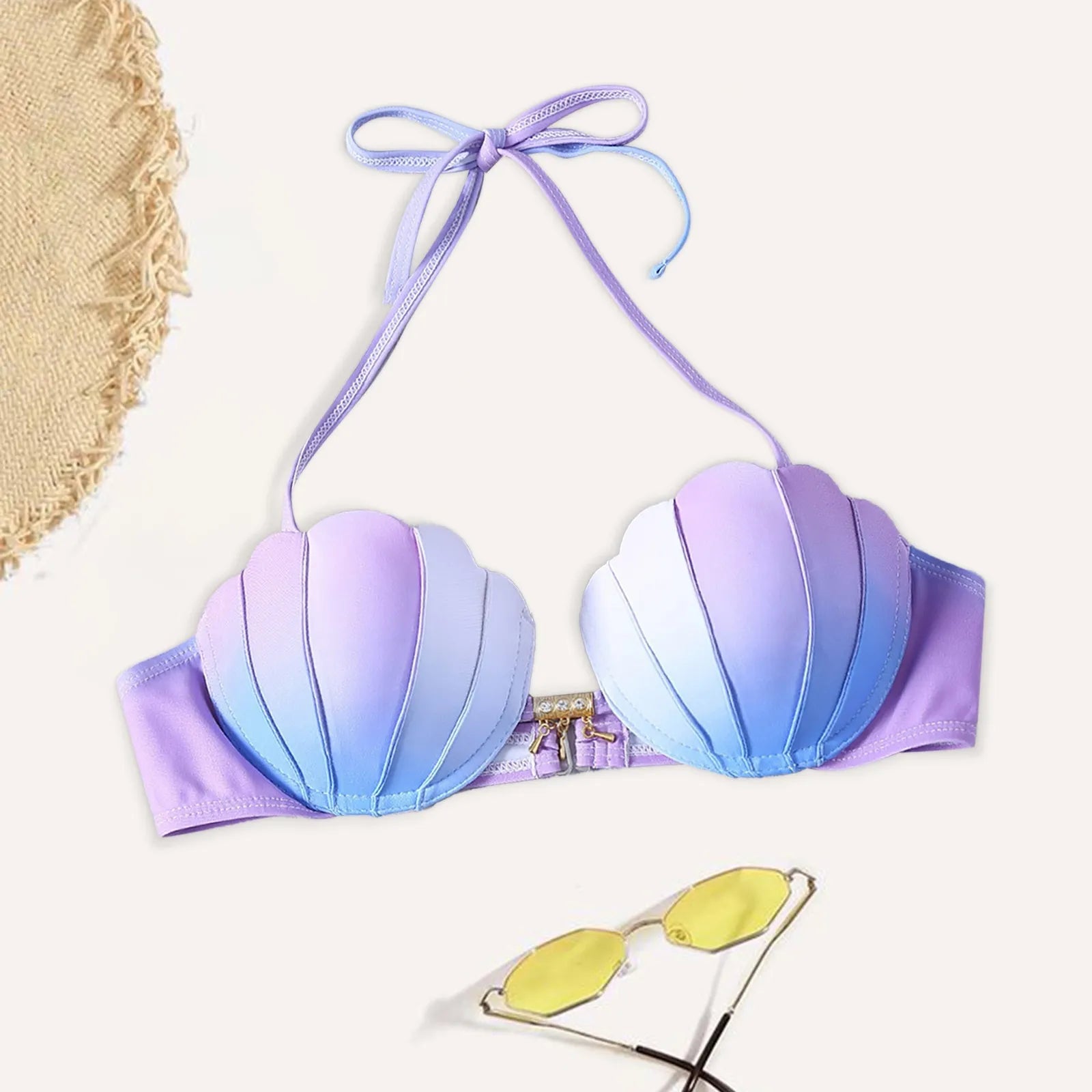 Gradient Seashell Underwire Push-Up Bikini Top for Women purple Beachwear Australia