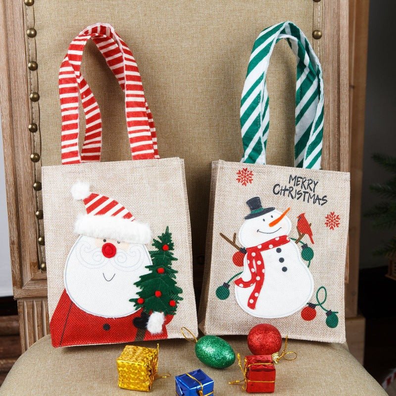 Hand-Held Linen Gift Bag for a Festive Christmas Touch Snowman Style Beachwear Australia