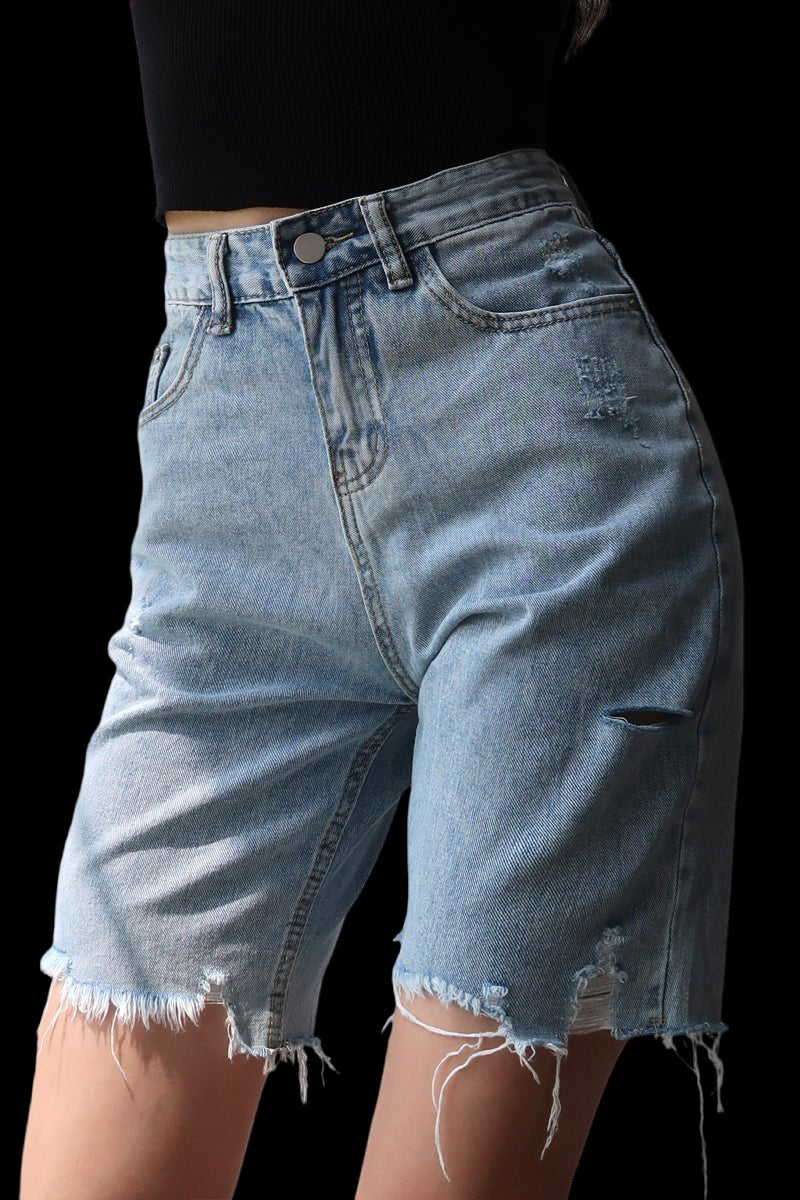 High-waisted slim-cut five-point jeans Black Beachwear Australia