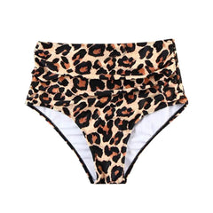 Leopard Print High-Waisted Full Coverage Bikini Bottoms Brown Beachwear Australia