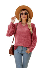 Relaxed Fit Long Sleeve Pullover Top for Women Red Beachwear Australia