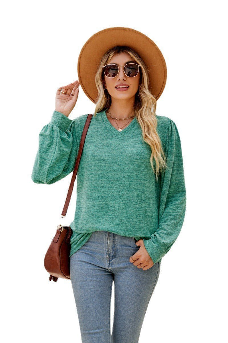 Relaxed Fit Long Sleeve Pullover Top for Women Green Beachwear Australia