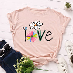 Love Bird Floral Delight Short Sleeve T-Shirt for Women Light pink Beachwear Australia