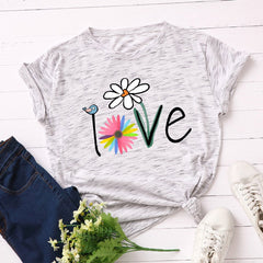 Love Bird Floral Delight Short Sleeve T-Shirt for Women Meteor White Beachwear Australia