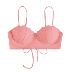 Mermaid-Inspired Push-Up Seashell Bikini Top Pink Beachwear Australia