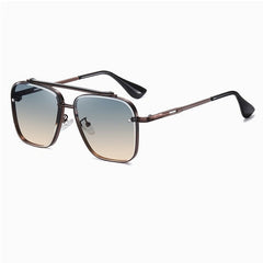 Modern Elegance: Double Bridge Metal Frame Gradient Sunglasses Bronze Grey Orange Beachwear Australia