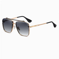 Modern Elegance: Double Bridge Metal Frame Gradient Sunglasses Gold Grey Beachwear Australia