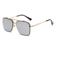 Modern Elegance: Double Bridge Metal Frame Gradient Sunglasses Gold Silver Beachwear Australia