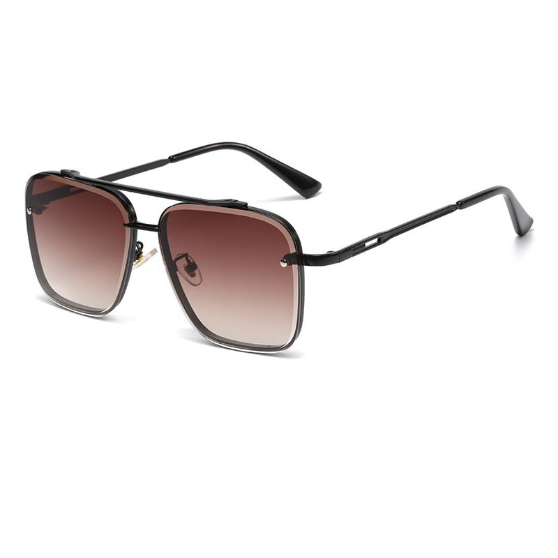 Modern Elegance: Double Bridge Metal Frame Gradient Sunglasses Black Tea Beachwear Australia