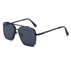 Modern Elegance: Double Bridge Metal Frame Gradient Sunglasses Black Beachwear Australia