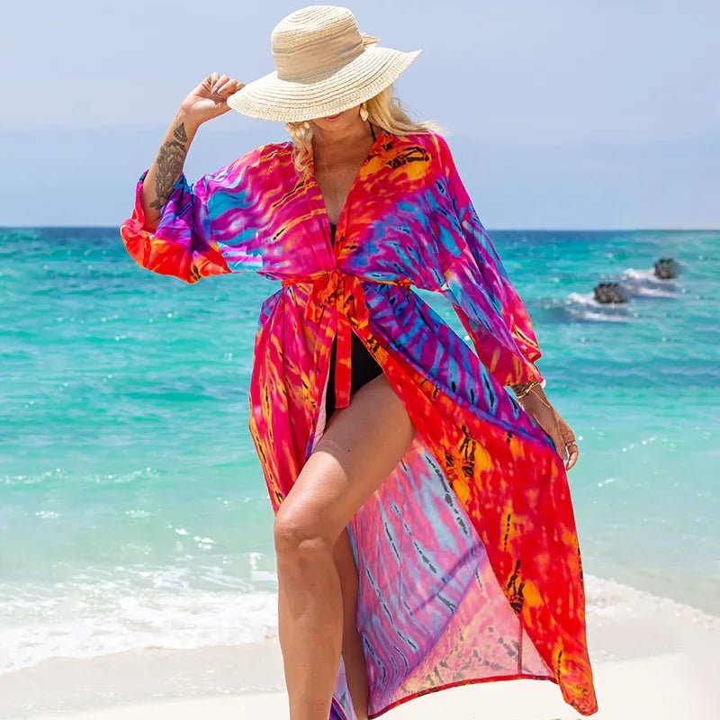 Ocean Chic: 2023 Boho Breeze Kimono – Luxe Beachwear Edition Rose pink purple Beachwear Australia