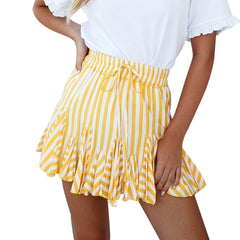 Printed pleated skirt Striped yellow Beachwear Australia