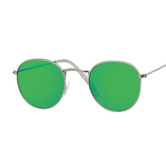 Retro Chic Small Round Sunglasses Silver Green Beachwear Australia
