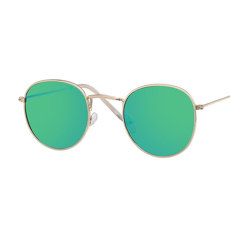 Retro Chic Small Round Sunglasses Gold Green Beachwear Australia