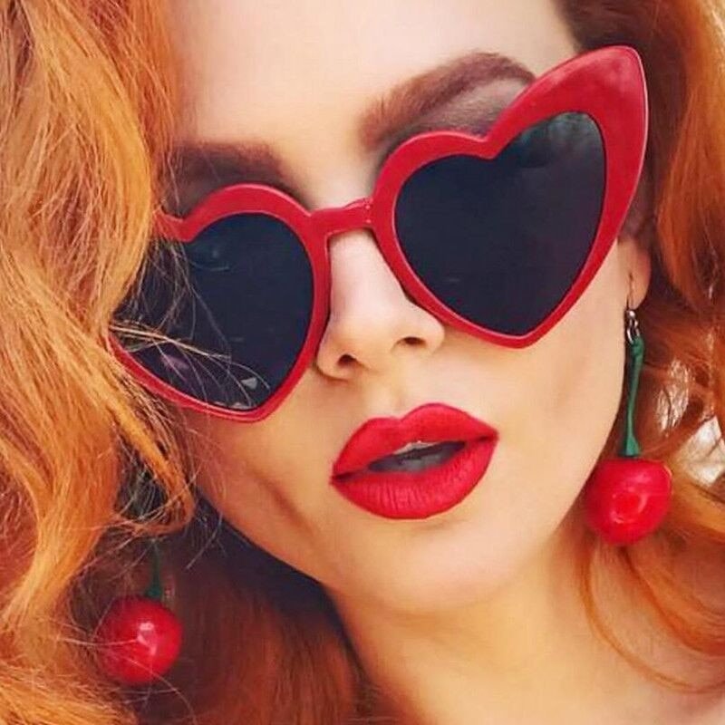 Retro Romance: Vintage Heart Shaped Sunglasses RedGray Beachwear Australia
