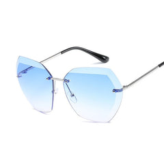 Rimless Rectangle Sunglasses Blue Beachwear Australia