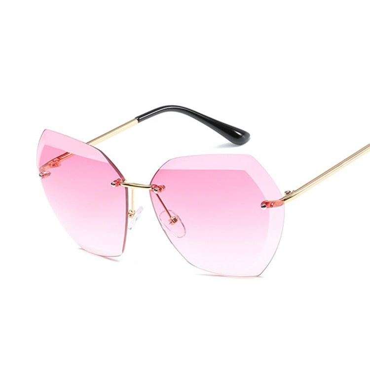 Rimless Rectangle Sunglasses Pink Beachwear Australia