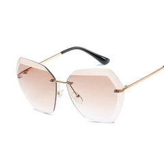 Rimless Rectangle Sunglasses Double brown Beachwear Australia