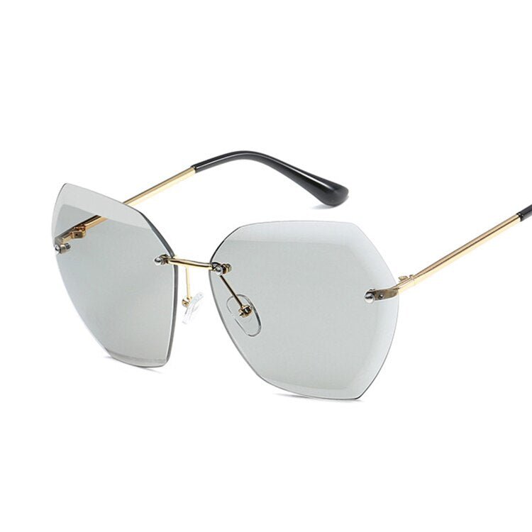 Rimless Rectangle Sunglasses GoldGray Beachwear Australia