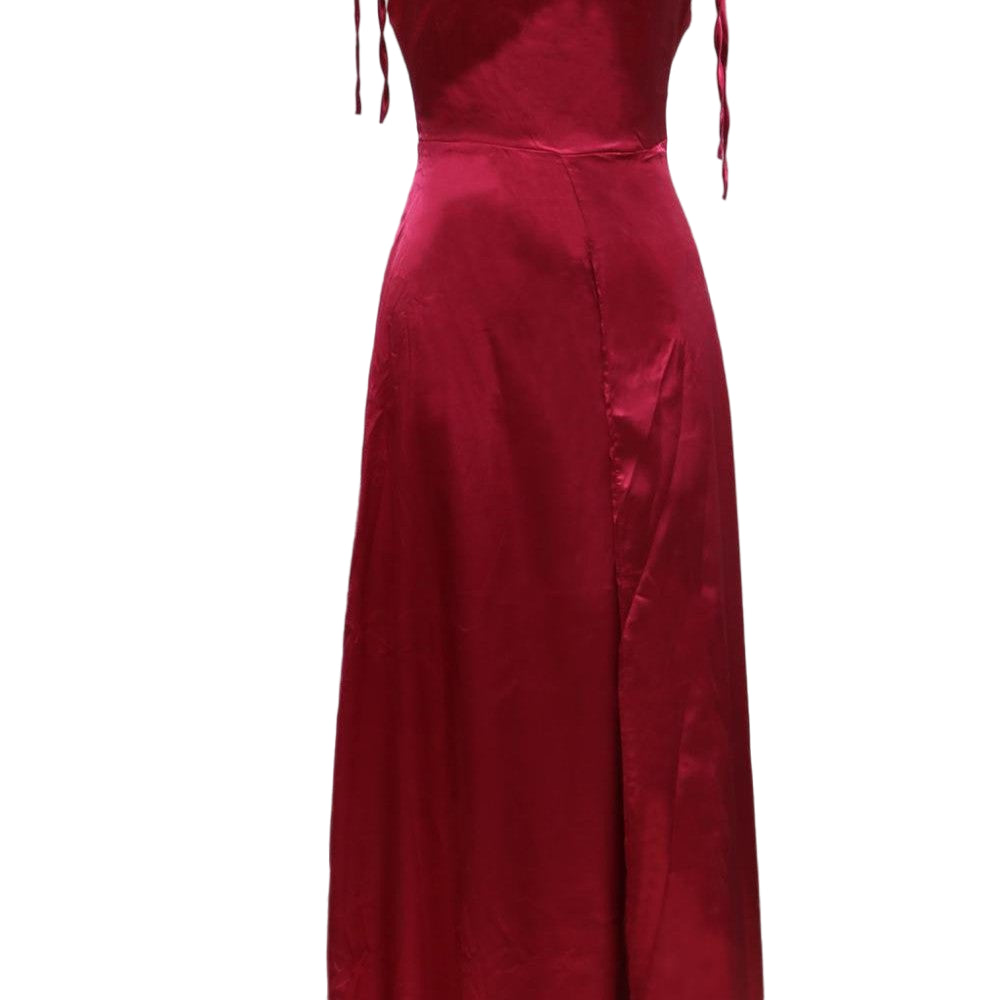Satin Thigh-High Slit Long dress Wine Red Beachwear Australia