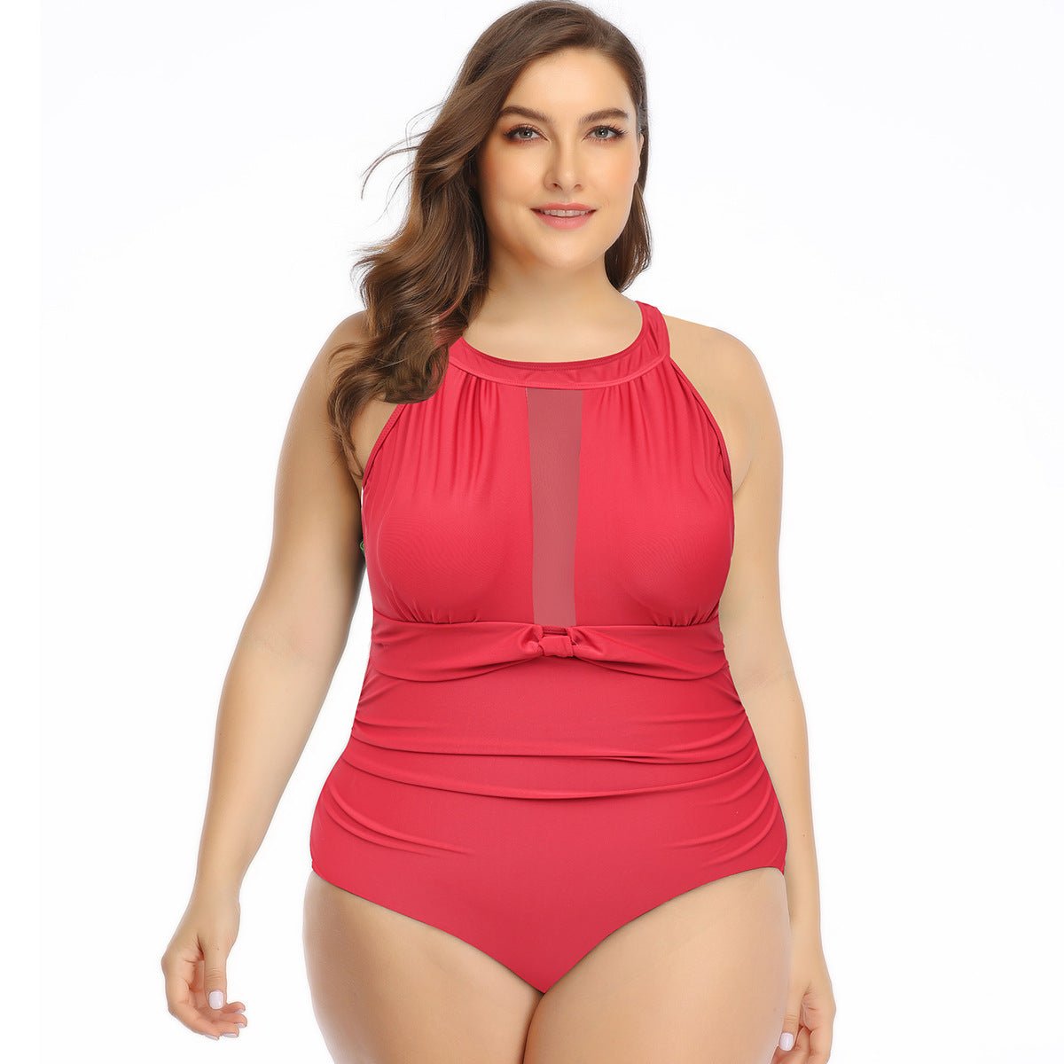 Seductive Mesh: Plus Size One-Piece Swimsuit Red Beachwear Australia
